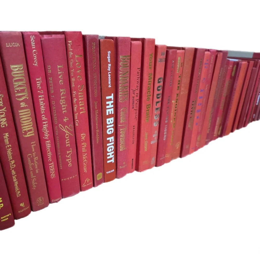 RED / Burgundy Book Decor: Modern Hardcover Interior Design Real Staging Books